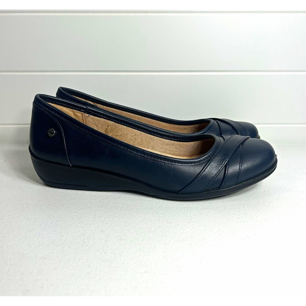 LifeStride Women’s 8.5N Navy Wedge Flats Slip On Round Toe Comfort I-Loyal